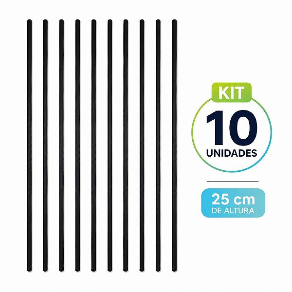 Kit Varetas Premium Fibra Sens Feltro Preta 25cm com 10 uni.