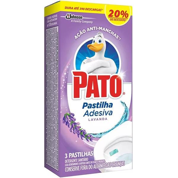Pedra Sanitária Pato Adesiva 20% Lavanda Com 3 Unidades