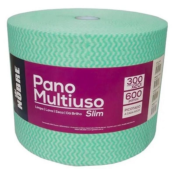 Pano multiuso SLIM 20cm x 300m - 600 panos (picotado aprox. 50cm) NOBRE verde