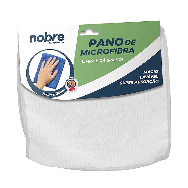 Pano de microfibra 30x30cm branco (pacote c/2un) NOBRE
