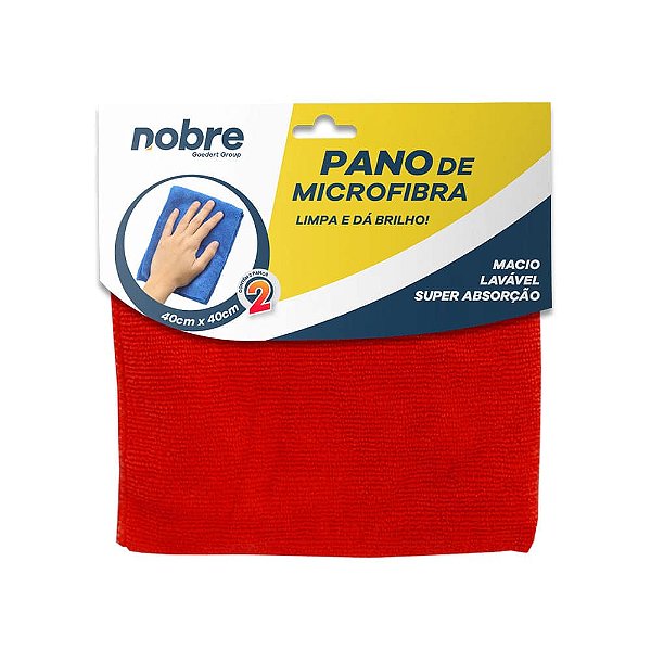 Pano de microfibra 40x40cm vermelho (pacote c/2un) NOBRE - DESCONTINUADO