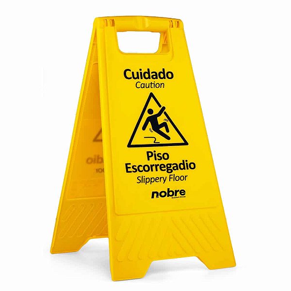 Placa plastica sinalizadora "Piso Escorregadio"  Nobre