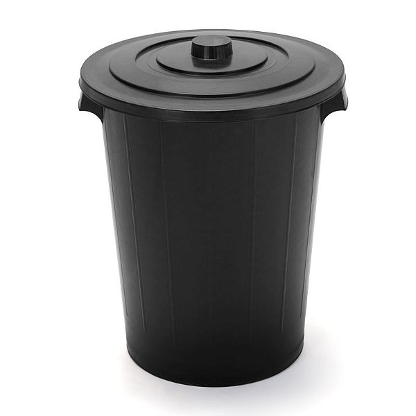 CESTO 60 LTS COM TAMPA PRETO BLACK INJEPLASTEC