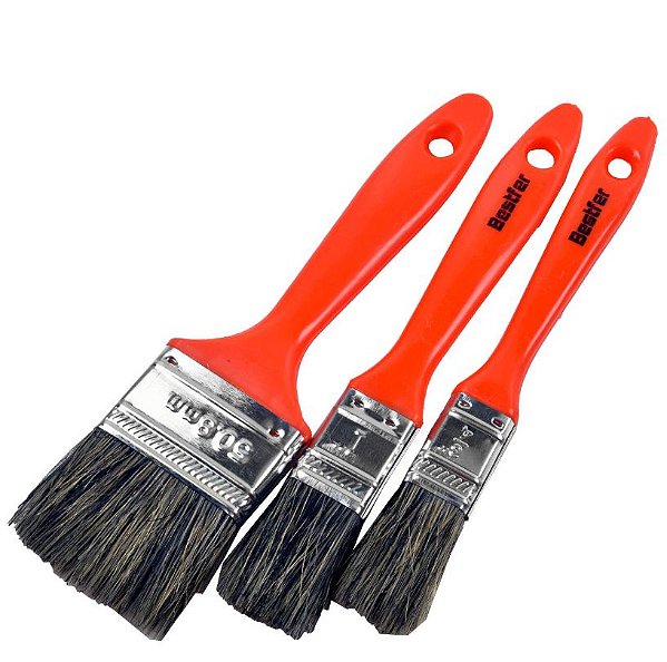 Kit Pincel 3 Pecas Com Cabo Plastico Bestfer