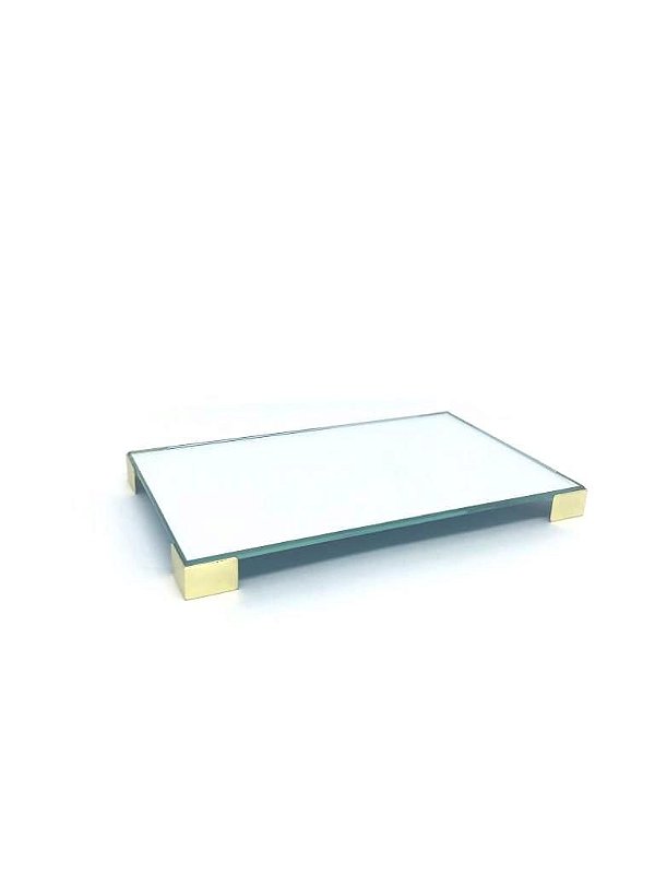 BANDEJA ESPELHO PE QUADRADO OURO 12X20