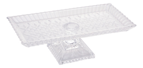Travessa Prato Bolo De Cristal Com Pé Retangular Lys - Wolff