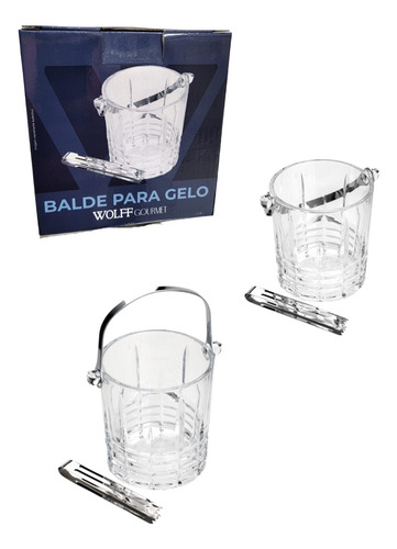 Balde De Gelo Vidro Com Pegador E Alça Inox - Wolff