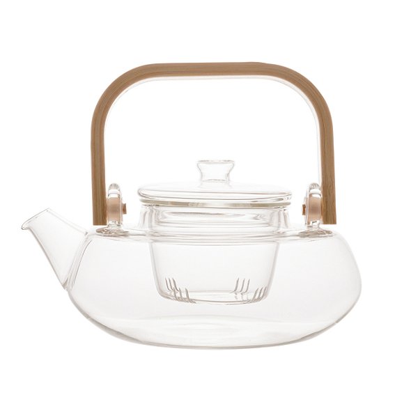 Chaleira Vidro Borossilicato Resistente Ao Calor Com Alça De Bambu 800ml - Wolff