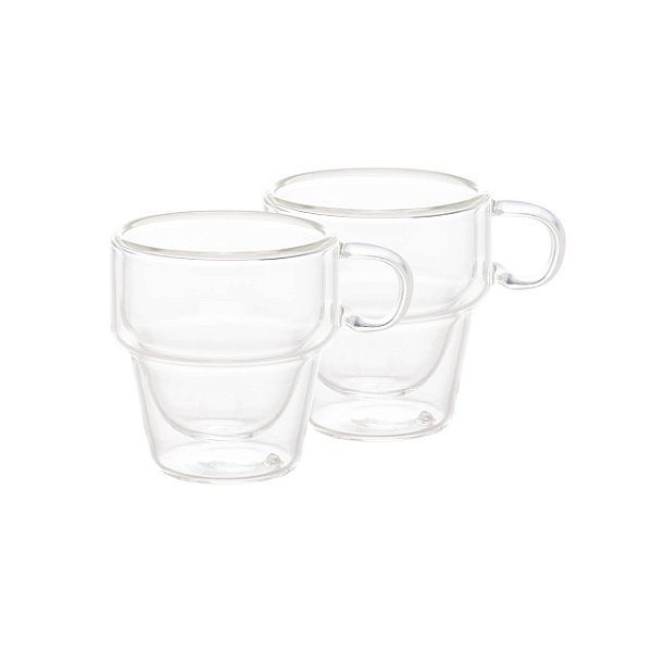 Conjunto 2 Xicaras De Café E Chá Parede De Vidro Dupla 90ml - Wolff