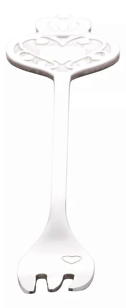 Conjunto 4 Garfos De Bolo De Aço Inox Key Prata