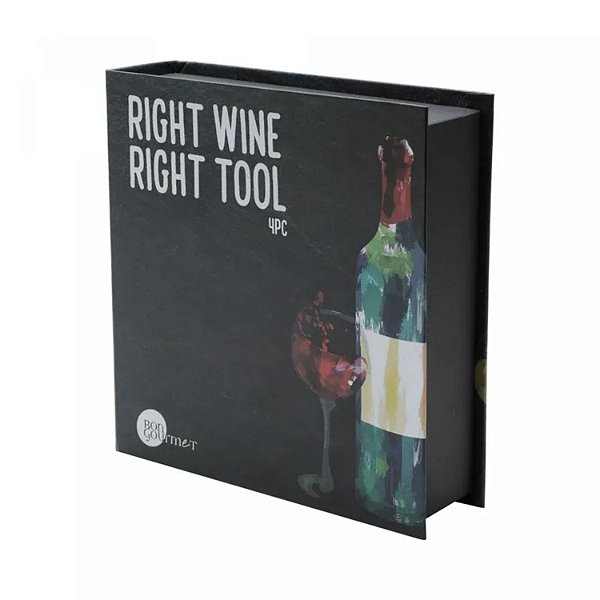 Conjunto 4 Peças De Aço Inox Para Vinho Com Caixa - Wolff