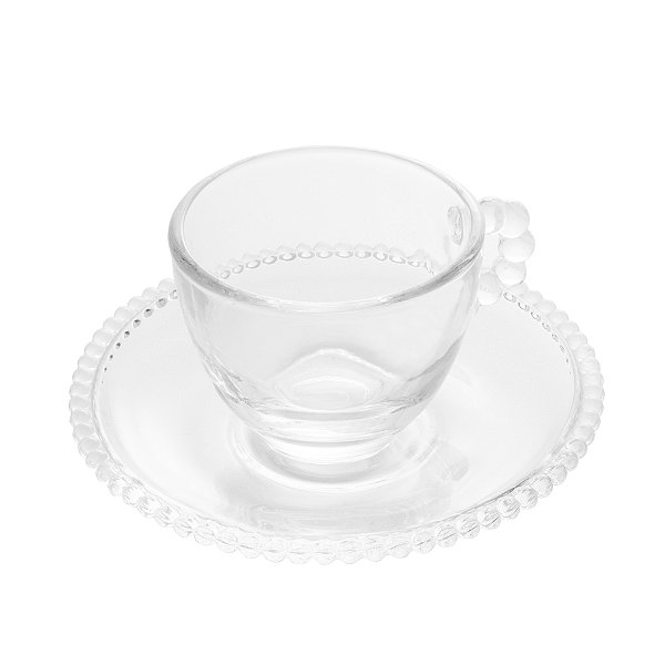 Conjunto 4 Xicaras De Café Cristal Com Pires Pearl 80ml - Wolff