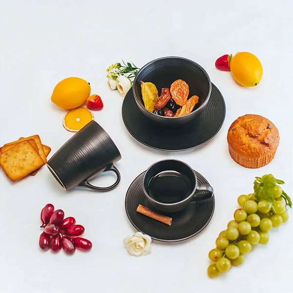 Conjunto 2 Bowls De Cerâmica Preto 13cm X 8cm - Wolff