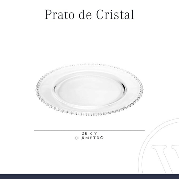 Conjunto Com 4 Pratos Em Cristal De Vidro Pearl Bolinhas 28cm - Wolff
