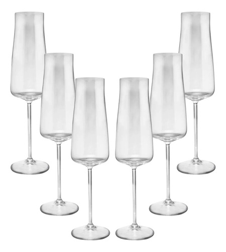 Conjunto Jogo 6 Taças Champanhe Cristal Alex 210ml - Wolff