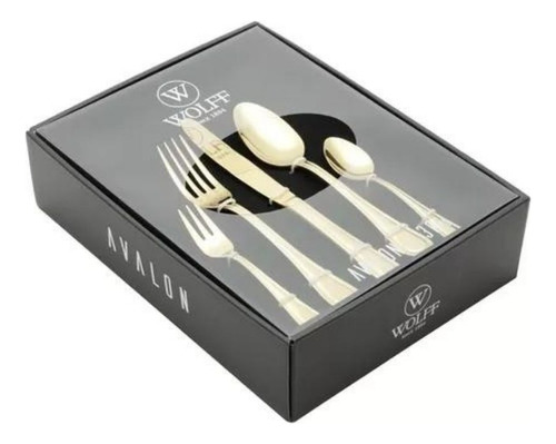 Faqueiro De Aço Inox 30 Peças Dourado Pisa - Wolff