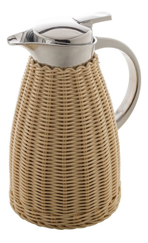 Garrafa Térmica Aço Inox Com Rattan Bege Plástico 1,5 Litros - Wolff