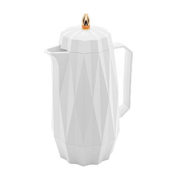 Garrafa Térmica Para Café E Chá Diamond Branca 1 Litro - Lyor