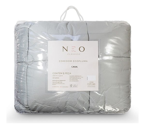 Edredom Ecopluma Toque De Pluma Casal 220x240cm Cinza - Camesa