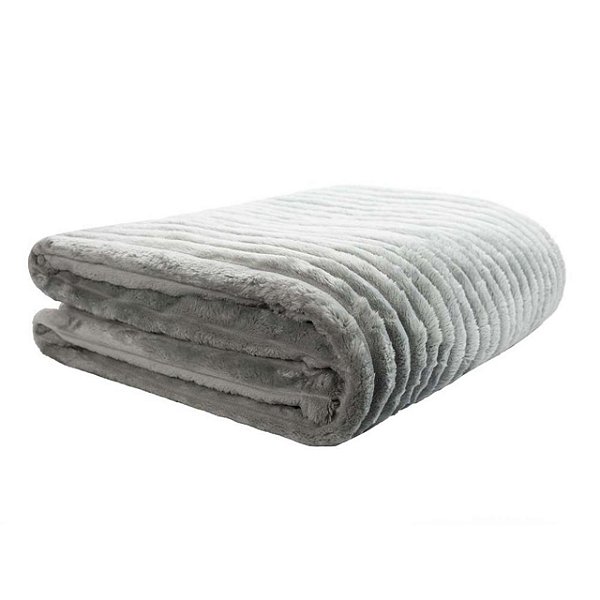 Manta Neo Mares Casal Macia E Canelada Neo Clássico 180x220cm Cinza - Camesa