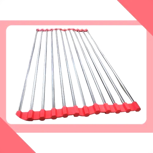 Escorredor De Louças Esteira Em Inox Com Detalhes Vermelho