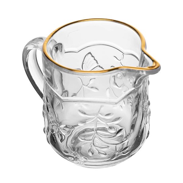 Leiteira De Vidro Butterfly Com Fio De Ouro 200ml Lyor – Luxo E Elegância Para Café E Chá