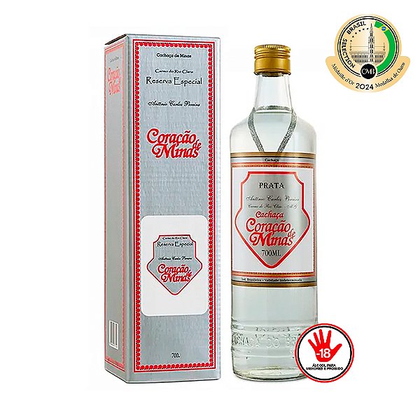 Cachaça Coração de Minas Jequitibá (Prata) 700mL (Premiada)