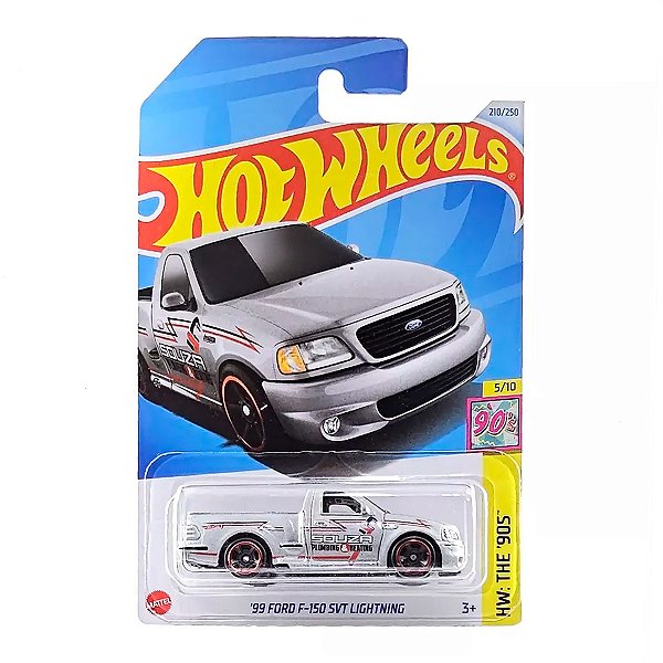 Carro Hot Wheels 99 Ford F-150 SVT Lightning Prata 2024 Lote M HTB07 5/10