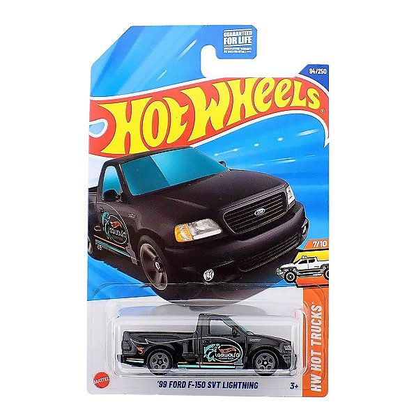 Carro Hot Wheels 99 Ford F-150 SVT Lightning Preta 2025 Lote D HYX37 7/10