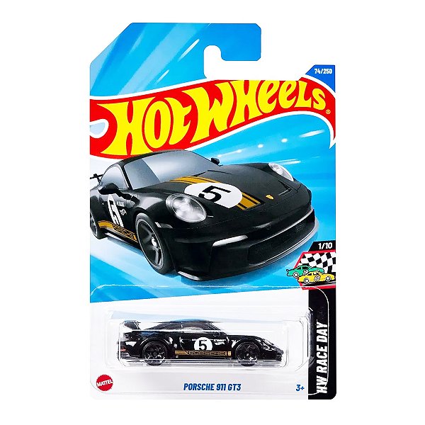 Carro Hot Wheels Porsche 911 GT3 Preto 2025 Lote C HYX17 1/10
