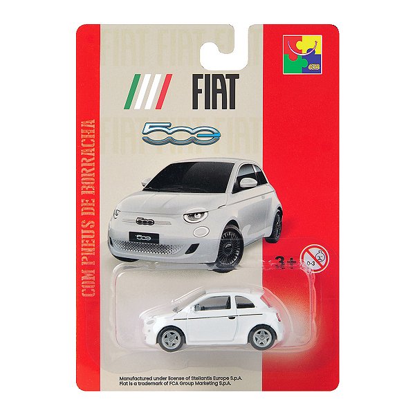 Carro Miniatura CKS Fiat 500 Branco com Pneus de Borracha