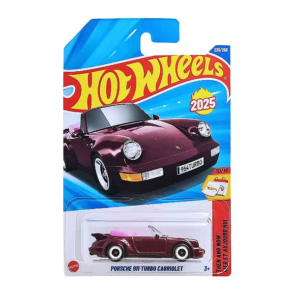 Carro Hot Wheels Porsche 911 Turbo Cabriolet Vinho 2025 Lote N HYW37 10/10