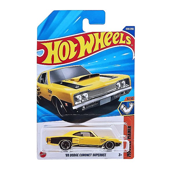 Carrinho Hot Wheels 69 Dodge Coronet Superbee Amarelo 2025 Lote K JBB27 5/10