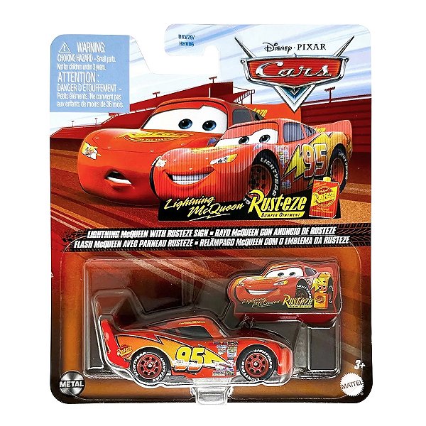 Carrinho Disney Pixar Cars Relâmpago McQueen com o emblema da Rusteze GCC81