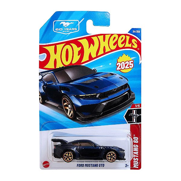 Carrinho Hot Wheels Ford Mustang GTD Azul 2025 Lote P JBB93 1/5