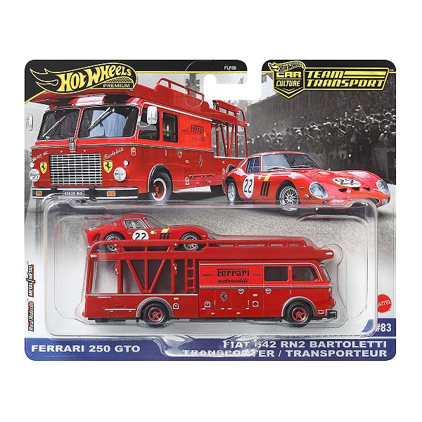 Team Transport Hot Wheels Premium Ferrari 250 GTO e FIAT 642 RN2 Bartoletti Transporter JBM37