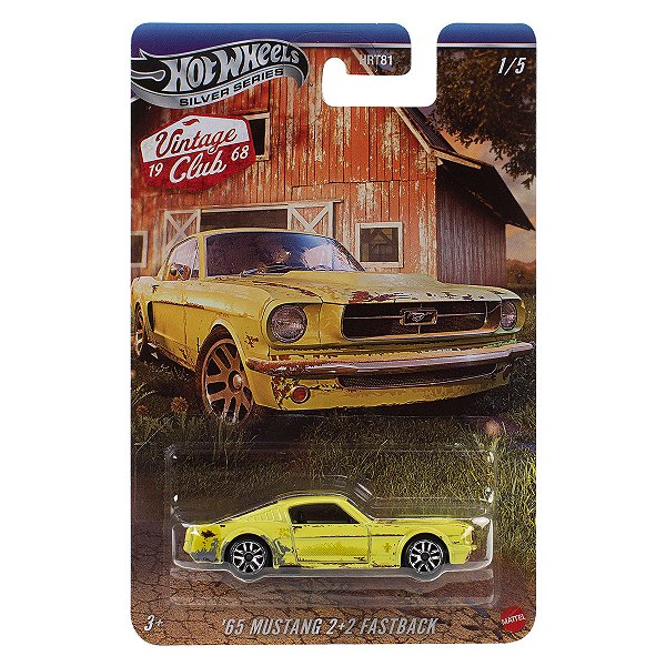 Carrinho Hot Wheels Silver Series 1968 Vintage Club 65 Mustang 2+2 Fastback JKY31