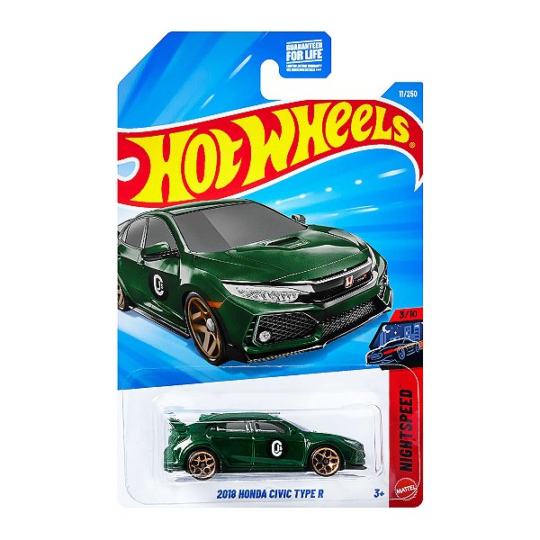 Carrinho Hot Wheels 2018 Honda Civic Type R Verde 2026 Lote F JJK87 3/10
