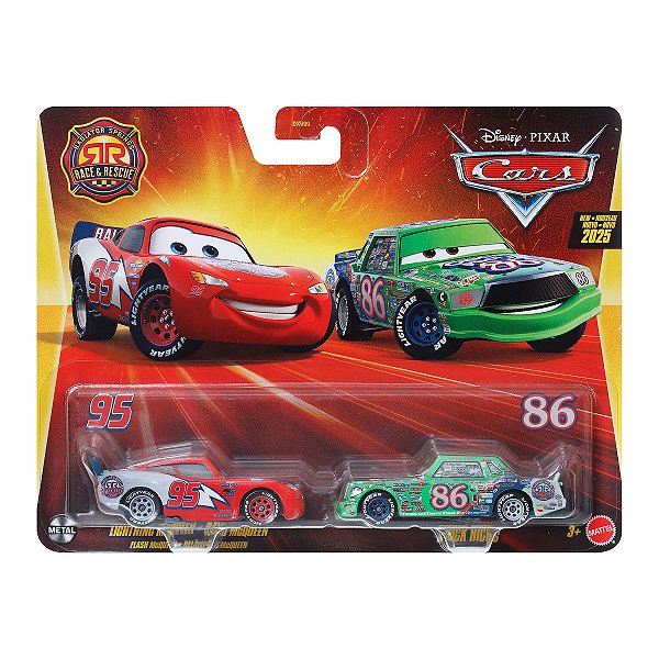 Carro Disney Pixar Cars Pack Relâmpago McQueen e Chick Hicks JDH47