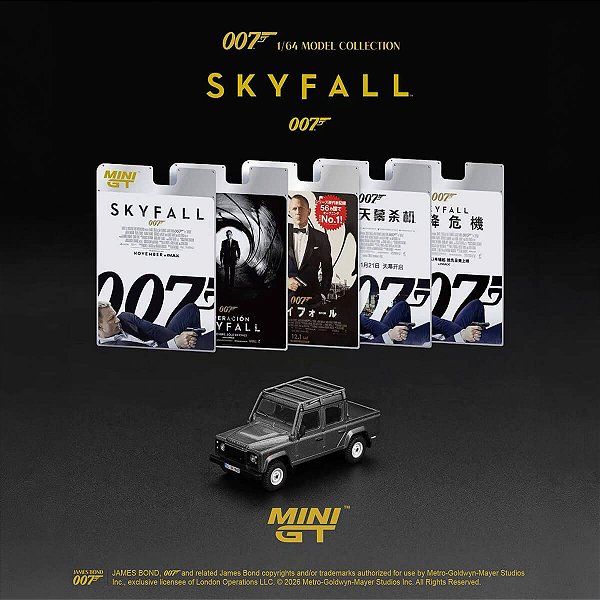 PRÉ-VENDA Mini GT #918 Land Rover Defender 110 Crew Cab 007 Skyfall English