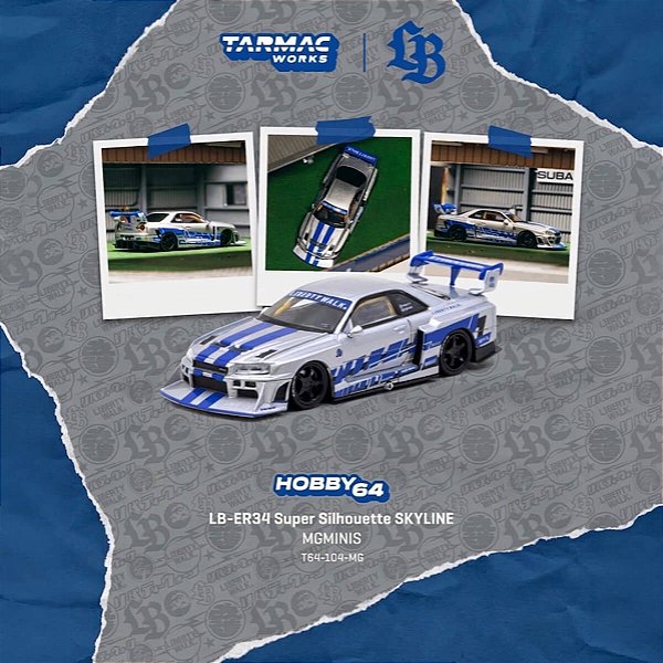 PRÉ-VENDA Tarmac Works Nissan Skyline LB-ER34 Super Silhouette MgMinis 1:64