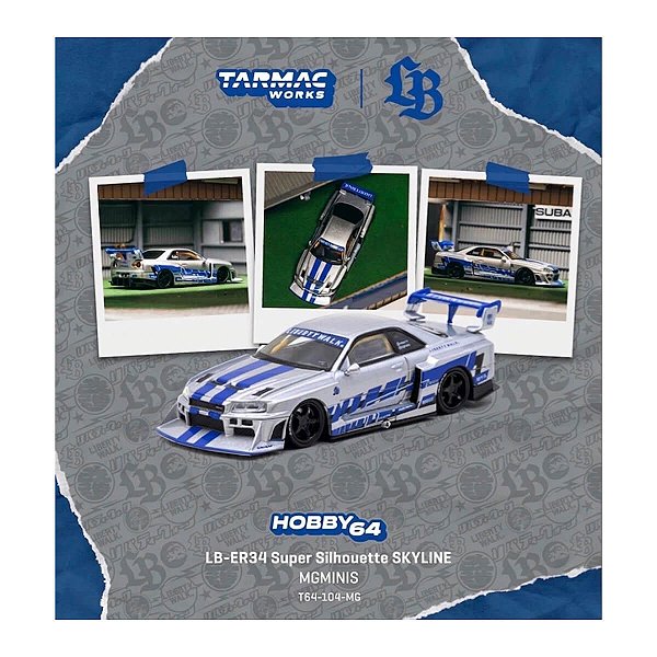 PRÉ-VENDA Tarmac Works Nissan Skyline LB-ER34 Super Silhouette MgMinis 1:64