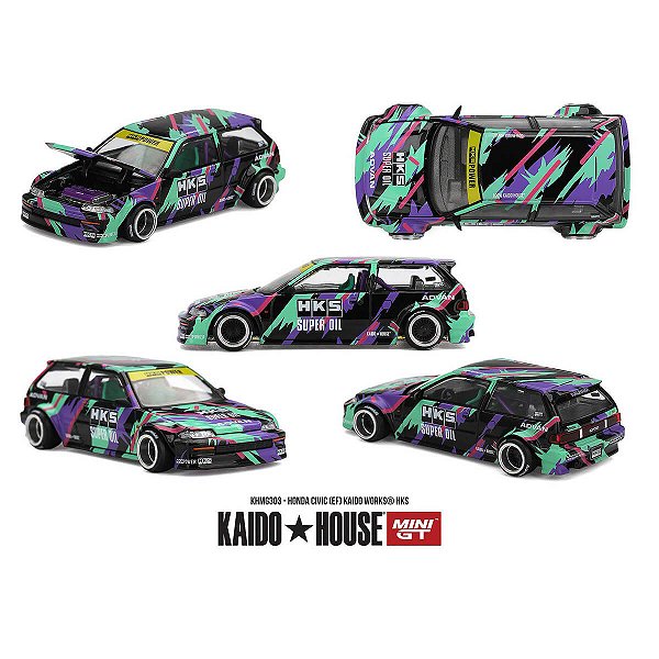 PRÉ-VENDA Mini GT Kaido House #303 Honda Civic (EF) Kaido Works HKS