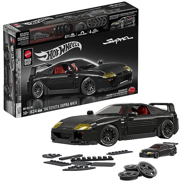 Mattel Brick Shop Hot Wheels Elite Series 94 Toyota Supra MKIV 824 peças JKG40 1:16