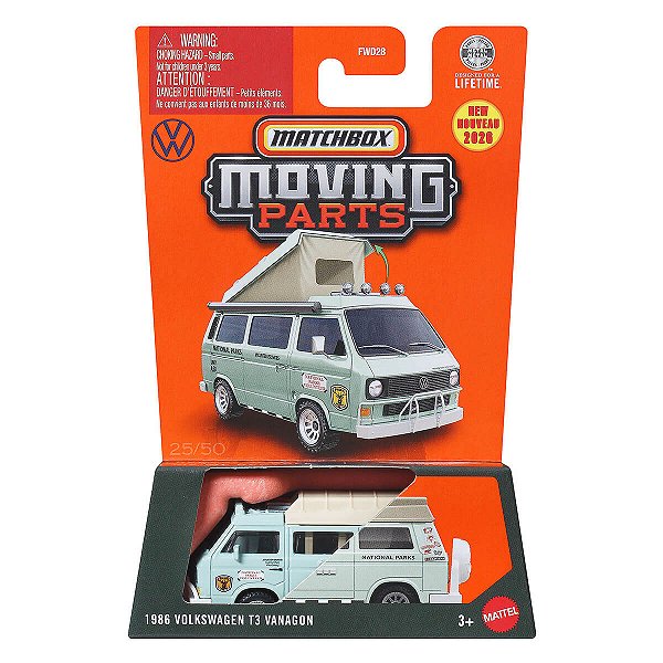 Carrinho Matchbox Moving Parts 1986 Volkswagen T3 Vanagon JHV32