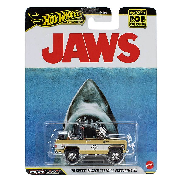 Carrinho Hot Wheels Premium Pop Culture Jaws 75 Chevy Blazer Custom JHX03