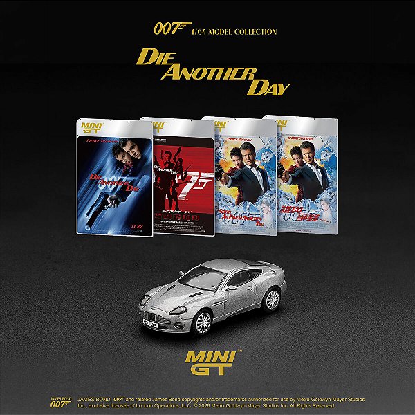 PRÉ-VENDA Mini GT #926 Aston Martin V12 Vanquish "Die Another Day" 007 English 1:64