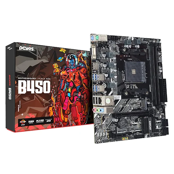 Placa Mãe PCYES B450 AMD AM4 DDR4 Micro-ATX