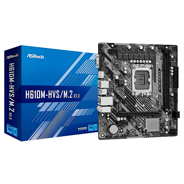 Placa Mãe ASRock H610M-HDV/M.2 Intel LGA1700 DDR4 12ª e 13ª Gen