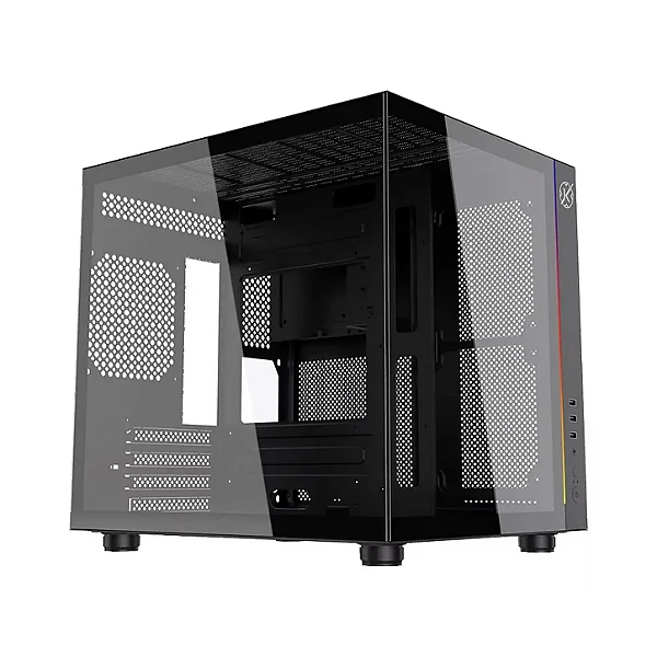 Gabinete Gamer Kalkan Midgard Preto Vidro Temperado Aquário Fita LED RGB